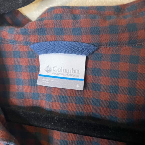 Columbia Plaid Lightweight Flannel Long Sleeve Button Down Shirt Size Large - Picture 3 of 6